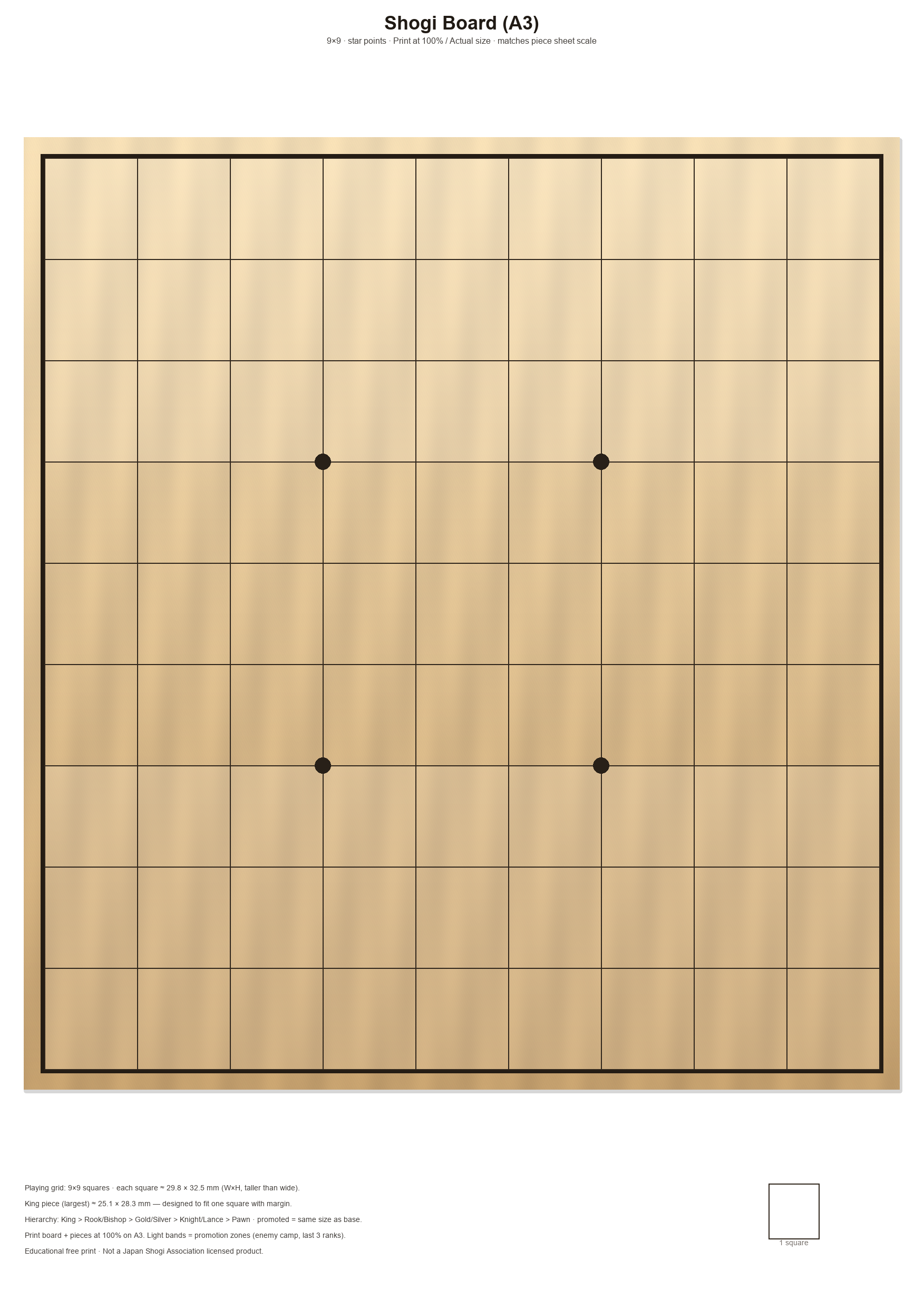 Preview of the printable A3 shogi board